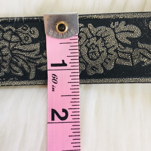 BELGO LUX Metallic Black Silver Floral Belt - Picture 8 of 16